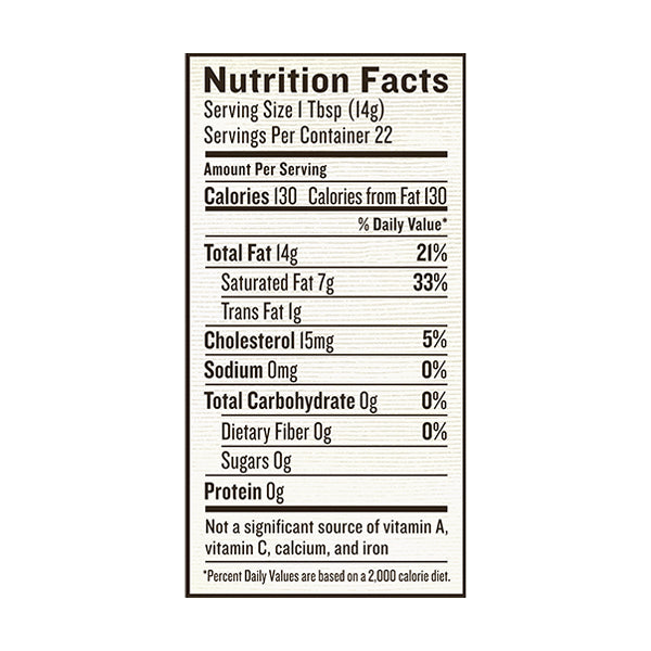 An image of Beef Tallow's nutrition facts on a white background.