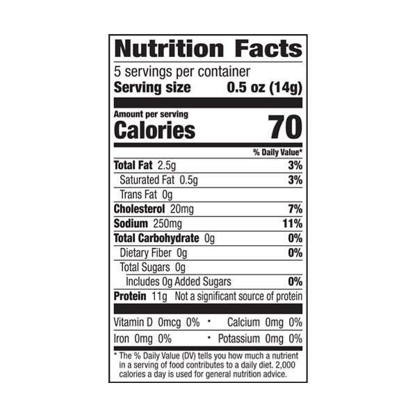 An image of this product's nutrition facts on a white background.